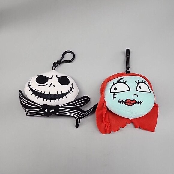 The Nightmare Before Christmas Jack & Sally Skellington Clip-On Plush 4 Inch Set - Picture 1 of 4